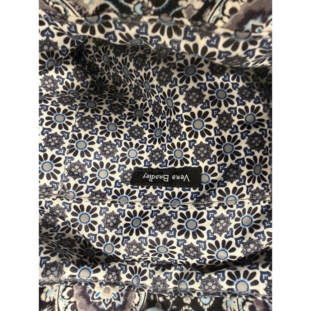 Vera Bradley Tote Bag W/ Double Straps Black & Gray With Floral - Picture 11 of 11